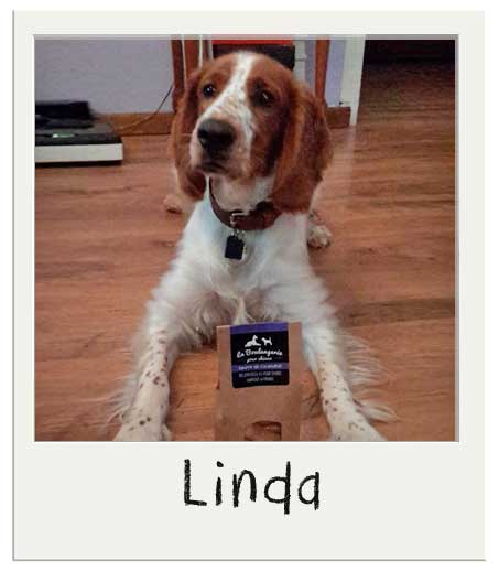 Linda avec nos biscuits pour chiens